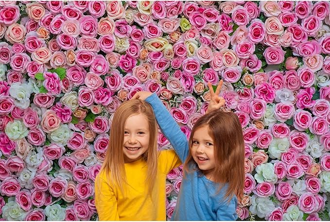 Colorful Flowers Backdrop Pink Red Roses Flowers Floral Wall Photography Background Anniversary Birthday Baby Shower Wedding and Love Backdrops Decor Children Adults Video Studio Prop 6x4ft