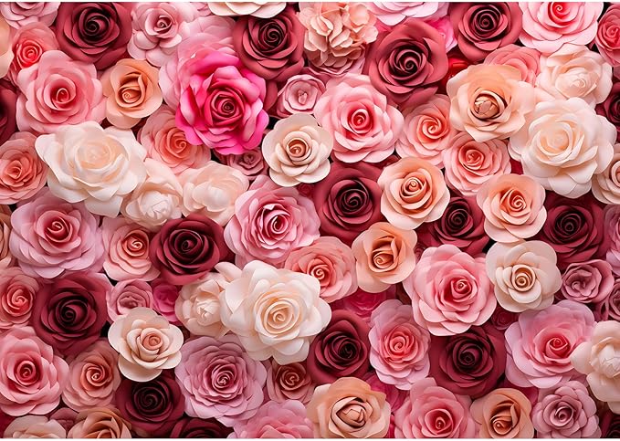 Pink and White Roses Background for Wedding Ceremony or Valentine's Day Flowers Wall Photography Backdrop Anniversary Birthday Wedding Baby Shower Background Children Adults Studio Prop 15x8ft