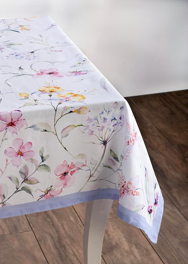 Maison d' Hermine Table Cloth Rectangle Table 100% Cotton 54 x 72 Inches Tablecloth Reusable Decorative for Dining Room, Farmhouse, Home, Party, Festive & Wedding Spring Summer - Summer Floral