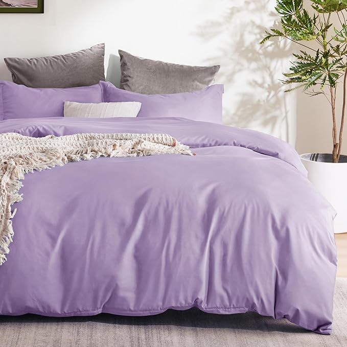 Bedsure Duvet Cover Queen Size - Soft Double Brushed Bedding Set for Kids & Adults, Zipper Closure, 3 Pieces, Includes 1 Duvet Cover (90"x90") & 2 Pillow Shams, NO Comforter, Orchid Bloom