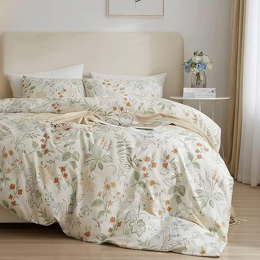 Botanical Floral Comforter Set Twin XL Garden Style Girls Flower Comforter Fluffy Aesthetic Floral Bedding Set Lightweight Cottagecore Comforter with 2 Pillowcases All Season Twin XL Comforter Set