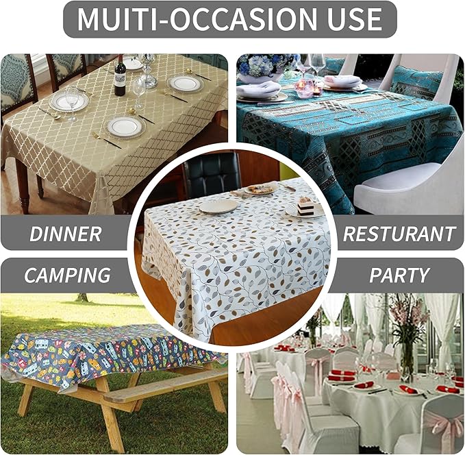 Square Table Cloth,100% Waterproof Tablecloth Oil Proof Spill Proof Vinyl Table Cloth, Wipe Clean Plastic Table Cover for Dining, Camping, Indoor and Outdoor 54" x 54",Leaf