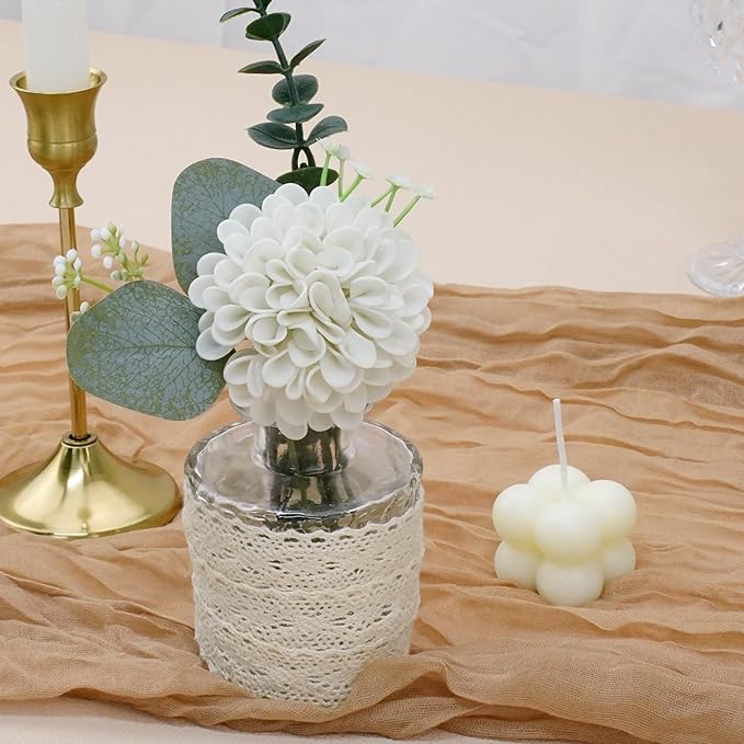 Artificial Flowers, 50pcs Realistic Artificial Rose for DIY Wedding Bouquets Centerpieces Arrangements, Sand White Dahlia Flowers with Stem for Bridal Shower Party