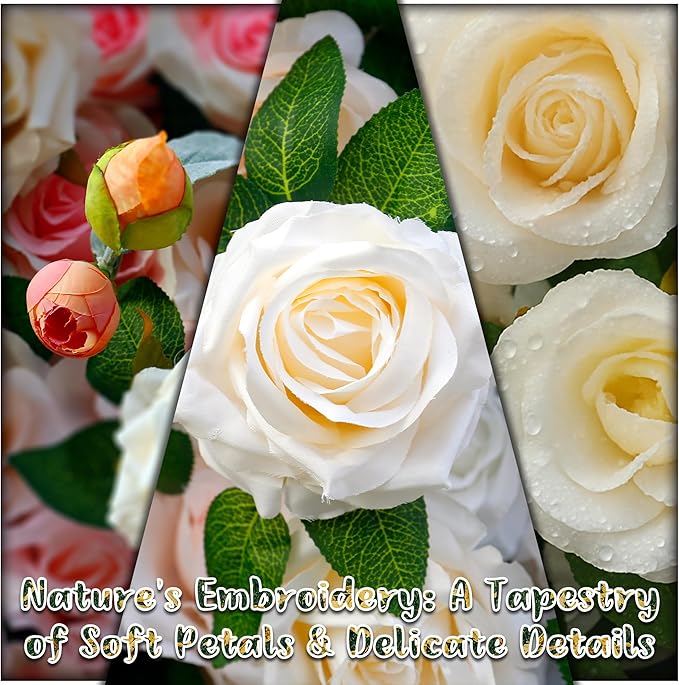Artificial Flower Wall Backdrop 8×8 ft (2.4×2.4 m), 2 Panels 4×8 ft Each, Realistic Blooms for Wedding Ceremony, Photo Booth & Baby Shower,Stand/Frame Not Included