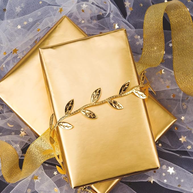 RUSPEPA Gold Wrapping Paper - Solid Color Matte Metallic Gift Wrap Paper Roll Perfect for Birthday, Wedding, Anniversaries, Christmas, Baby Shower, Graduations Gifts - 17 Inches X 16.5 Feet