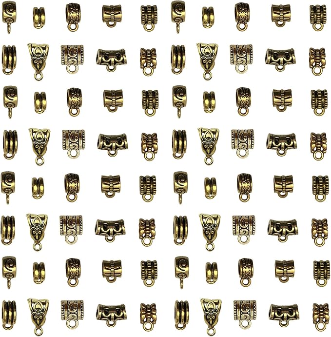 WOCRAFT 60pcs Antique Gold Bails Charms Bracelet Charms for Jewelry Making Sets DIY Necklace Bracelet Keychain Crafting Charms Kit Craft Supplies (SN852)