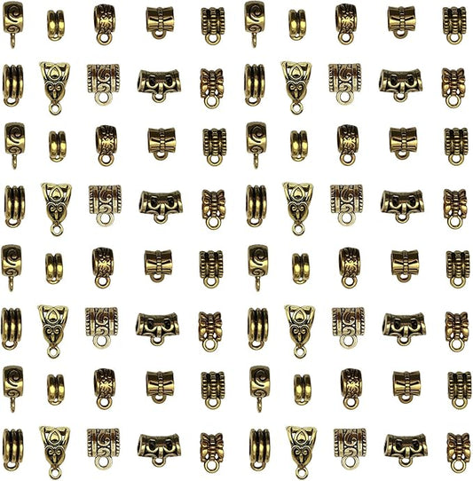 WOCRAFT 60pcs Antique Gold Bails Charms Bracelet Charms for Jewelry Making Sets DIY Necklace Bracelet Keychain Crafting Charms Kit Craft Supplies (SN852)