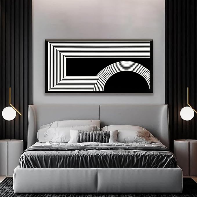 TAIJXAGSG Canvas Art Wall Decor Modern Line Art Prints Black And White Abstract Art Print Painting Modern Artwork Decorations For Living Room Pictures For Bedroom Office Home Wall Decor 24 X 48 In