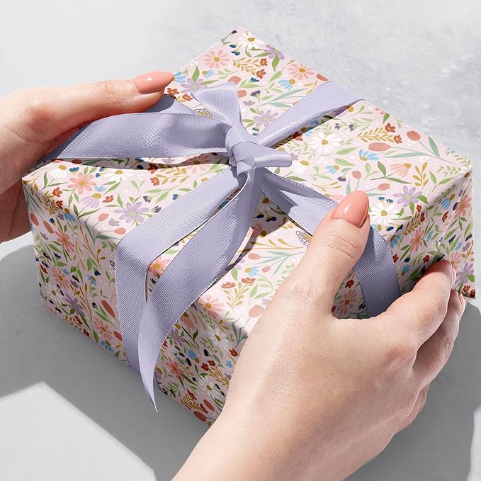 Jillson Roberts Bulk Gift Wrap, Everyday Gift Wrapping Supplies, Delicate Floral 1/2 Ream 417 feet x 24 inches