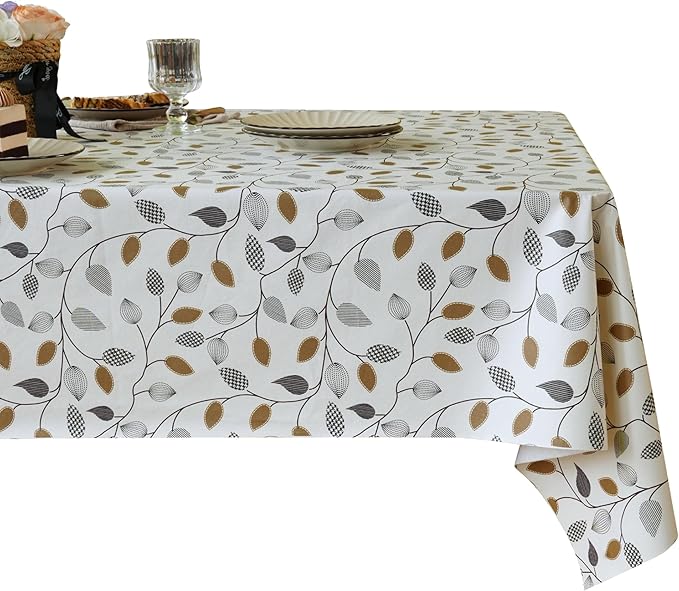 Rectangle Table Cloth,100% Waterproof Tablecloth Oil Proof Spill Proof Vinyl Table Cloth, Wipe Clean Plastic Table Cover for Dining, Camping, Indoor and Outdoor 54" x 78",Leaf