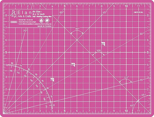 Elan Cutting Mat A4 Pink & Purple, Self Healing Cutting Mat 9x12 Inch, 5-Ply Craft Board Pink, Hobby Board for Crafts 9x12 Inch