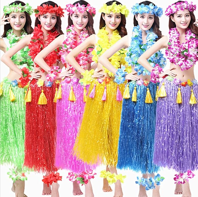 ALIMITOPIA Hawaiian Hula Leis Dance Wreath Garland Artificial Flowers Fabric Neck Loop for Luau Party Costumes (Multicolor;4pcs)