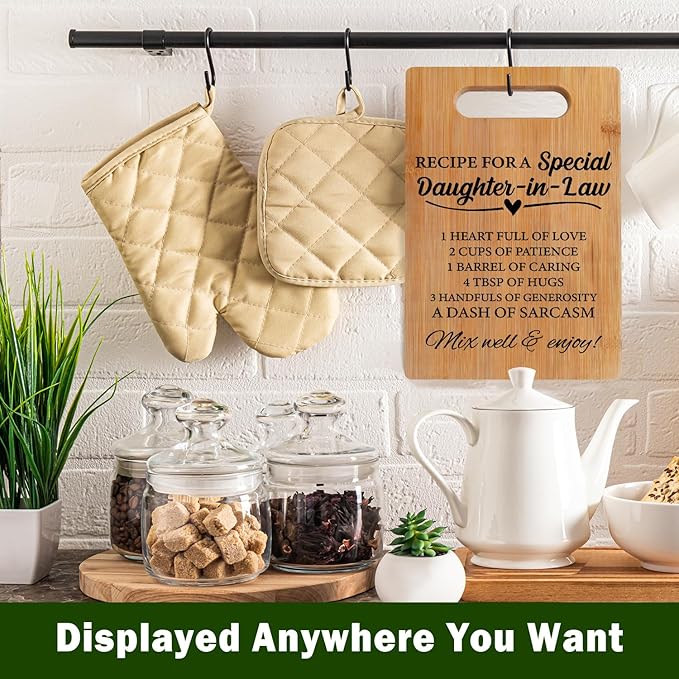 Lacama Gifts for Daughter-in-Law Gifts from Mother-in-Law Cute Cutting Chopping Boards for Kitchen, Daughter-in-Law Birthday Christmas Gifts Decorative Bamboo Cutting Board