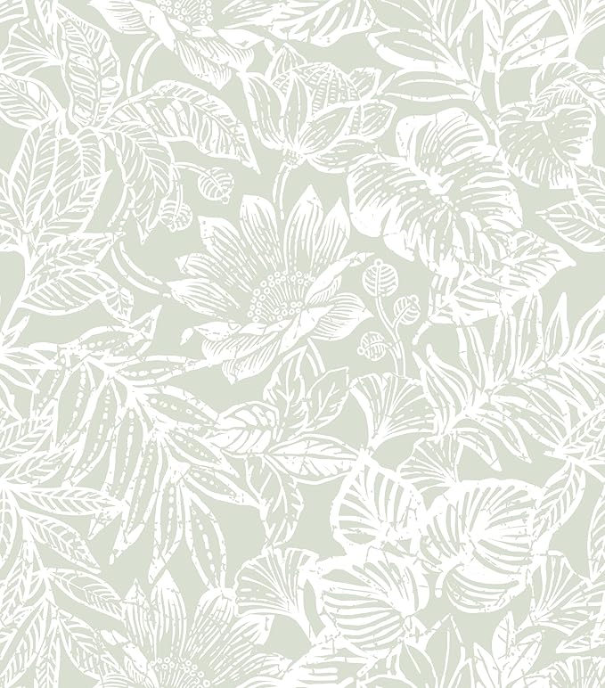 Peel and Stick Wallpaper Modern Wall Paper Green Boho Contact Paper Bedroom Bathroom Wallpaper Peel and Stick Light Green Tropical Leaf Removable Self-Adhesive Wall Decor 17.3" x 118"