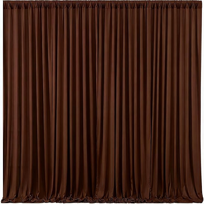 Brown Backdrop Curtains-Wrinkle-Free Polyester Photography Drapes Party Curtain Background for Baby Shower Wedding Decorations- 40 X10FT (Brown)