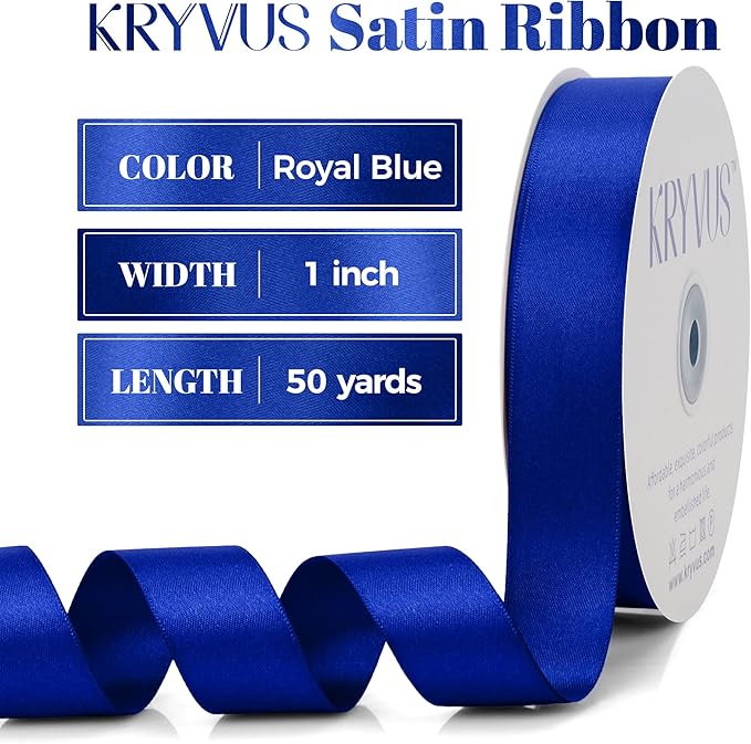 Royal Blue Satin Ribbon, 1 Inch X 50 Yards, Premium Polyester, Perfect for Gift Wrapping, Crafts, Wedding Decor
