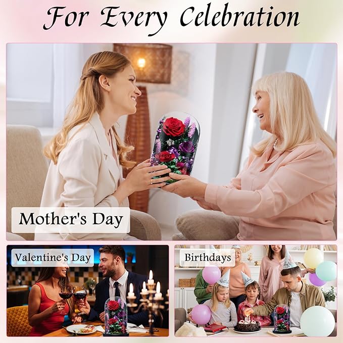 Preserved Roses,Forever Fresh Flowers 7.48in,Gift for Women,Mom,Grandma,Wife,Girlfriend,Sister,and Daughter Perfect for Birthday,Mother’s Day,Valentine’s Day (Mystic Purple2)