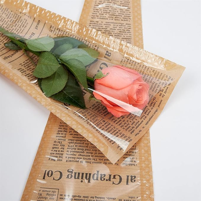 Words Flower Bouquet Sleeve Flower Wrapping Plastic Paper Word Package Floral Arrangement Supplies Wrap Bags 50pcs S