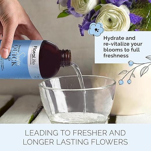 FloraLife Quick Dip - Instant Hydrating Treatment Solution for Preserving Fresh-Cut Flowers - 8oz