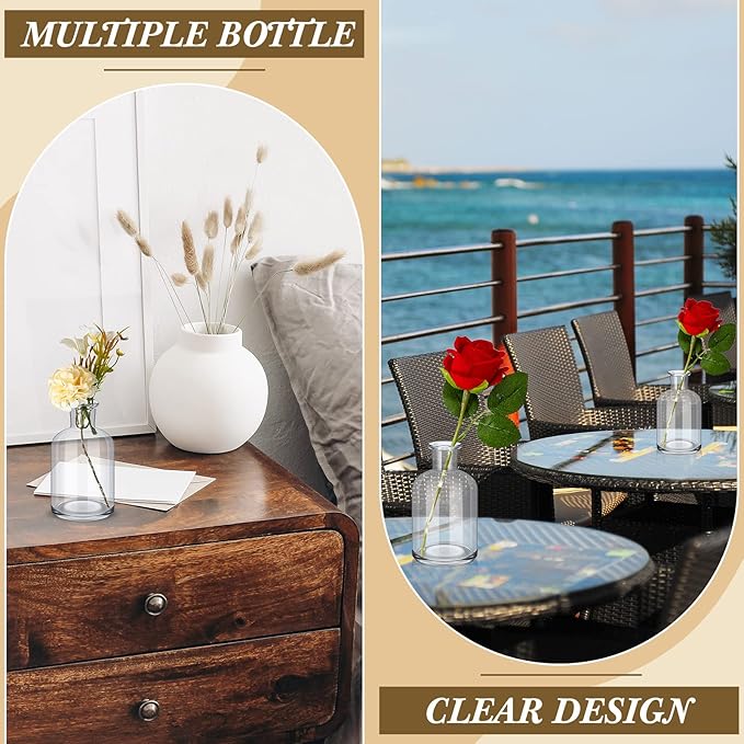 Lallisa 60 Pcs 4 Inches Small Glass Bud Vases Bulk Mini Flower Vases for Centerpieces Decorative Glass Bottles Vintage Rustic Decoration for Wedding Dining Table Home Decor