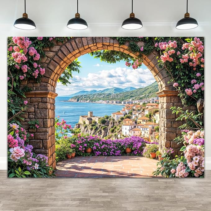 Garden Backdrop, Colorful Flower Floral Blossom Newborn Baby Shower Party Supplies Decoration Background Portrait Photoshoot Home Wall Decor Photo Studio Props 7x5ft
