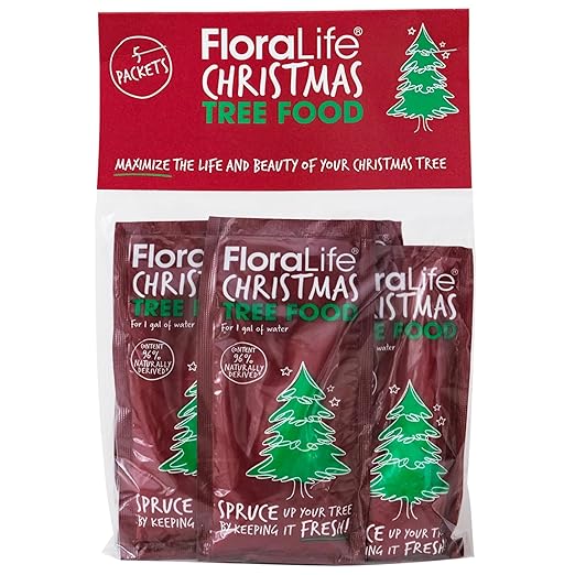 FloraLife Christmas Tree Food - Nourish, Hydrate, & Freshness Soluble Treatment Solution - 5 Sachets