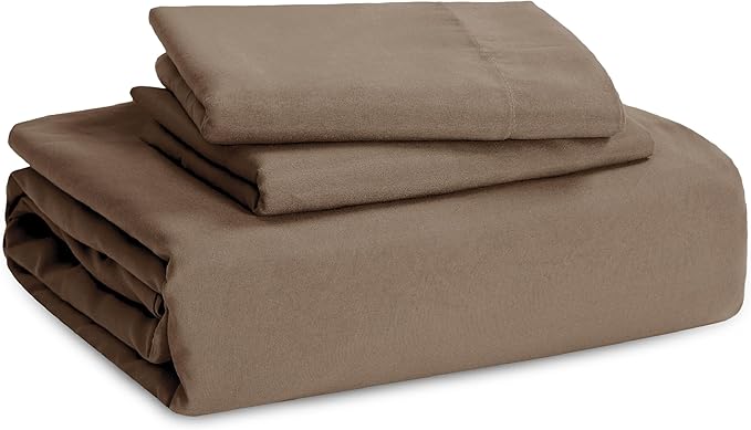 Bedsure Deep Khaki Duvet Cover Twin/Twin XL Size - 2 Pieces Prewashed Cotton-Like Extra Soft Bedding Set, Includes 1 Twin Duvet Cover 68x90 Inches with Zipper Closure & 1 Pillow Sham, No Comforter