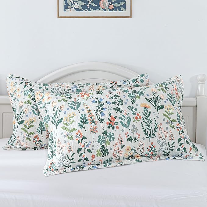 Travan 3-Piece Quilt Set Quilted Bedspread Lightweight Coverlet Set Garden Style Floral Printed Oversized Quilted Bedding Set with Shams for All Season, Exquisite, Queen Size