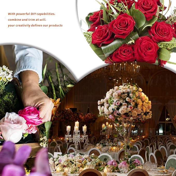 12 Pcs Artificial Rose Flowers, Silk Roses with Long Stems, Realistic Fake Roses for Wedding Centerpiece Party Home and Office DIY Decor, Orange