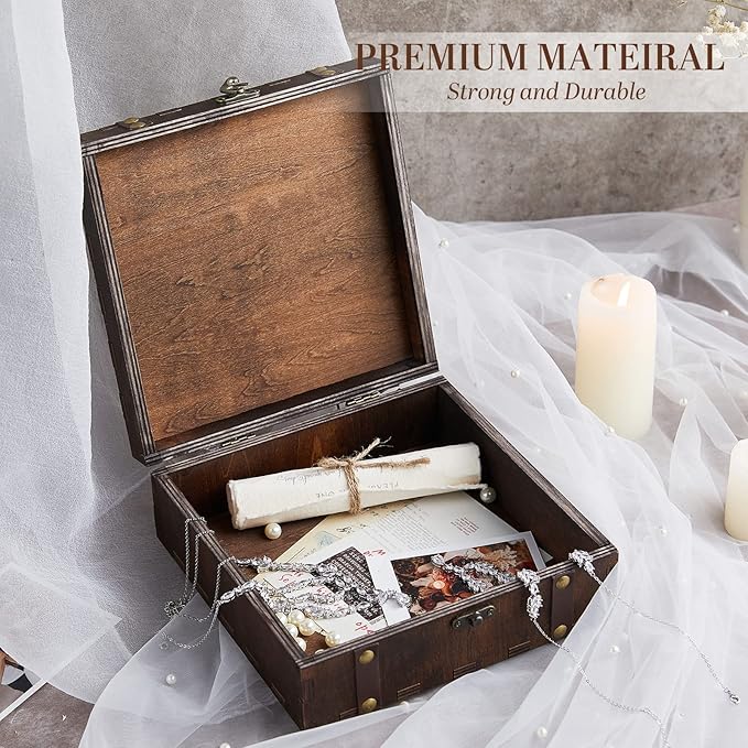 AW BRIDAL Personalized Keepsake Box Memory Box Wooden Storage Box for Trinkets Photos Jewelry Wedding Engagement Gifts for Couples//DK2301CPP07//