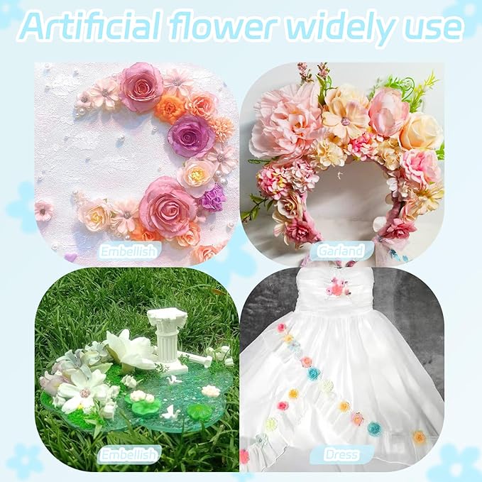 Fabric Flowers Heads for Craft, 40 Pcs Yellow Flowers Mini Fake Flowers Heads, Artificial Flowers Faux Daisy Fake Rose, Silk Flowers Artificial Daisy for Hair Decoration, Wreath Making, Scrapbooking