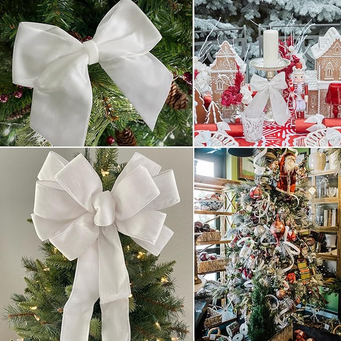 White Velvet Ribbon - 1 inch x 10 Yards for Gift Wrapping, Crafts, Christmas Decor, Bow Making, Vintage Fabric