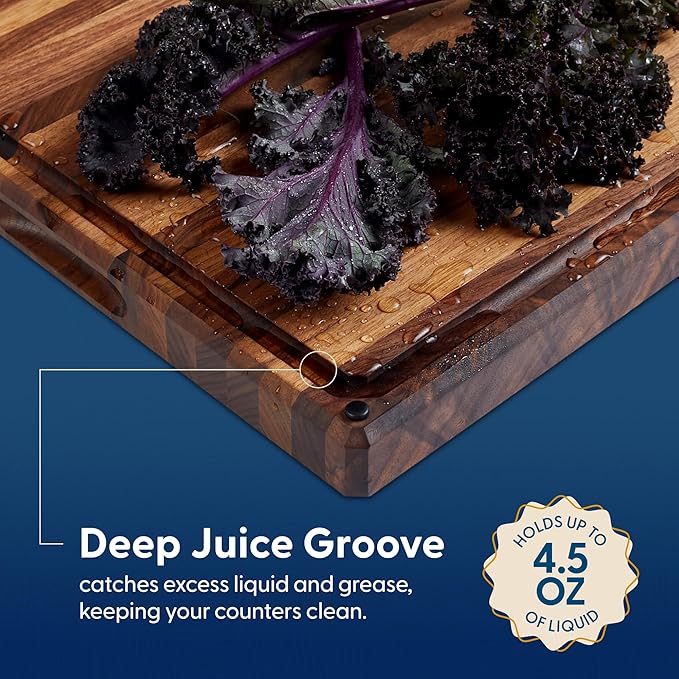 Sonder Los Angeles, Made in USA, Large Thick Edge Grain Walnut Wood Cutting Board with Non-Slip Feet, Juice Groove for Kitchen 20x15x1.5 in (Gift Box Included)