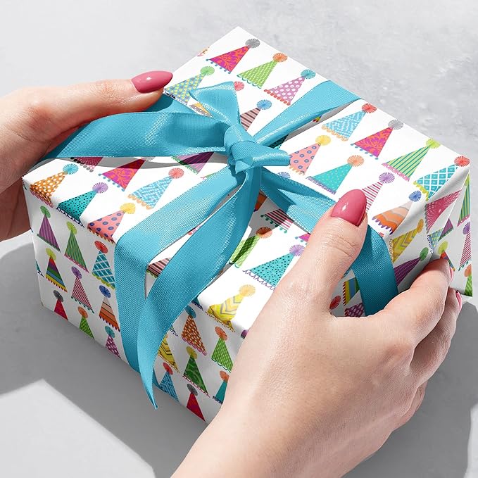 Jillson Roberts Bulk Gift Wrap, Everyday Gift Wrapping Supplies, Party Hats, 1/2 Ream 417 feet x 30 inches
