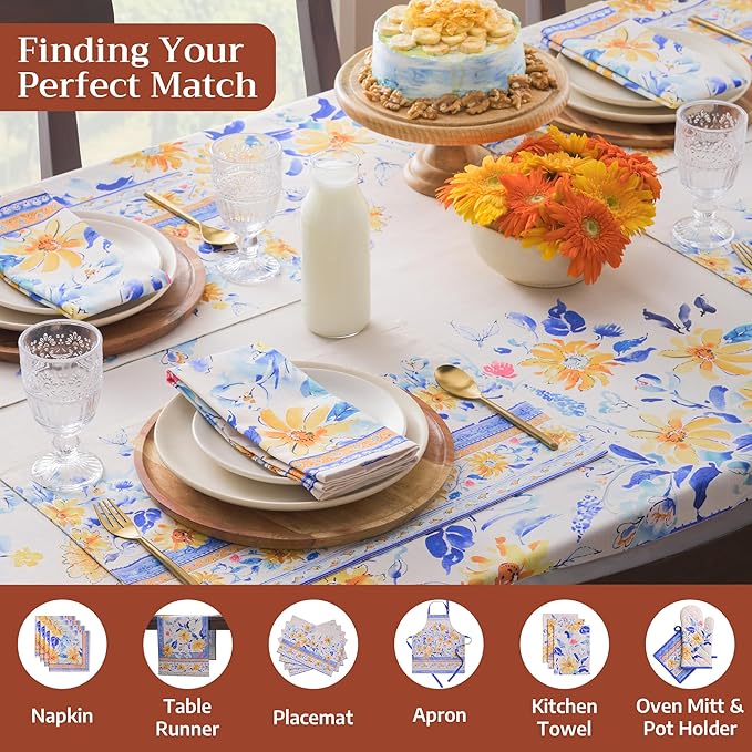 Maison d'Hermine Table Cloth Square Table 100% Cotton Tablecloth for Dining Room, Farmhouse, Home, Hotel, Parties & Wedding - Ideal for Easter Decorations Spring & Summer (Girassol, 54" x 54")