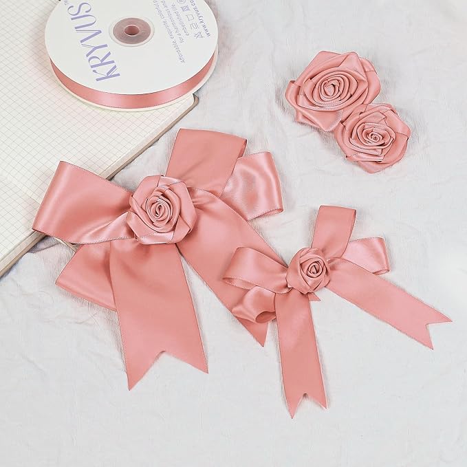 Rose Gold Satin Ribbon, Double Faced 2 Inch X 50 Yards Rose Gold Ribbon, Premium Satin Ribbon for Gift Wrapping, Crafts, Hair Bow Making, Sewing, Flower Bouquet, Wedding Party Decor