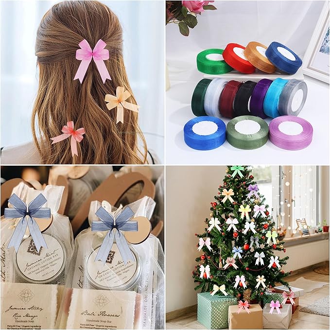 3/4 Inch x 50 Yards Sheer Organza Ribbon Chiffon Ribbon for Gift Wedding Flower Bouquet Wrapping Decorations Crafts (Gray)