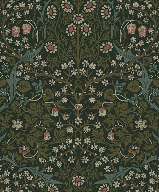 NextWall Seabrook Designs Victorian Garden Floral Vintage Prepasted Wallpaper (Greenery)