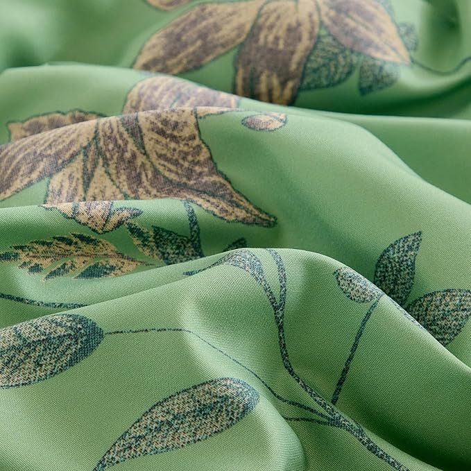 VM VOUGEMARKET Garden Flower Comforter Set King Green Floral Bedding Comfortet Set Soft Microfiber Bedding Set 1 Comforter and 2 Pillowcases Chic Botanical Comforter Set for Girls Women