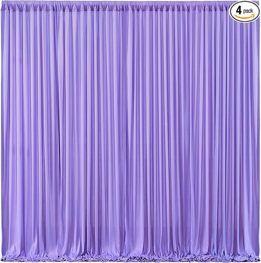 Lavender Backdrop Curtains 4 Panels - Wrinkle-Free Polyester Photography Drapes for Baby Shower & Party Background Backdrop Stand - 16 X10FT