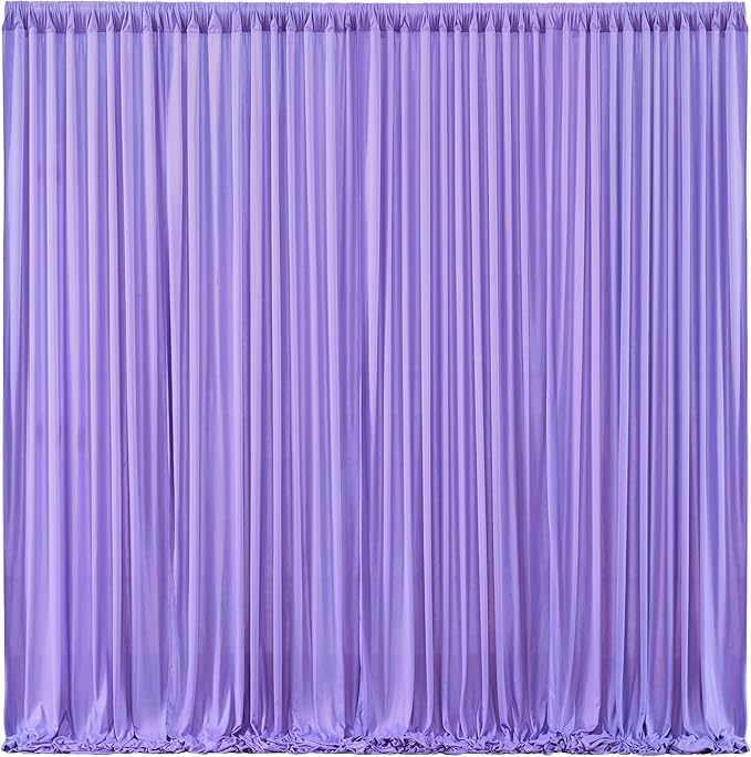 Lavender Backdrop Curtains - 6 Panel Wrinkle-Free Polyester Photography Drapes for Baby Shower & Birthday Party - 24 X 10FT