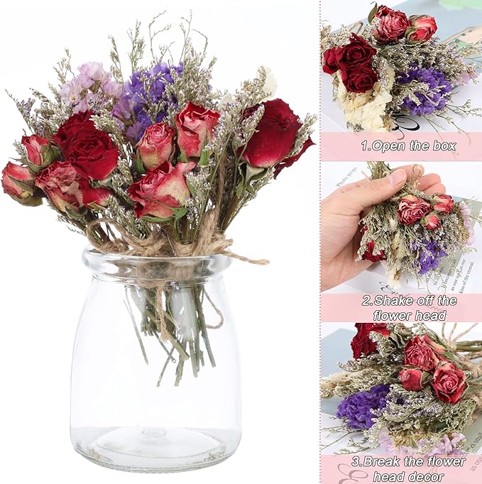 10 Pack Dried Flower Bouquets Mini Dried Flower with Stem Forget Me Not Dried Embossing Natural Flower Bundles Artificial Flower Dried Floral Arrangement for Vase DlY Wedding Decor (Forget Me Not)