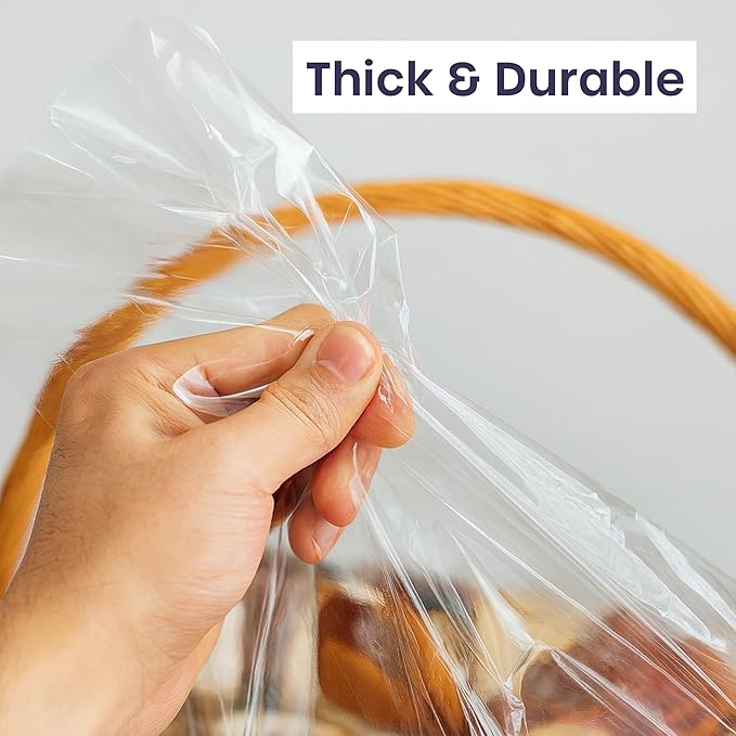 volila Large Cellophane Bags for Gift Baskets - 10 Pack (30 in x 40 in) Clear Gift Wrap for Gift Baskets, Floristry, Party Favors and Food Packaging