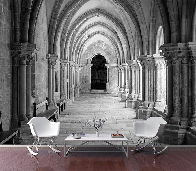 Eierme-Vaulted Ceiling Inside The Monastery, Panoramic View of Beautiful Arcades Peel and Stick 137" x 102"