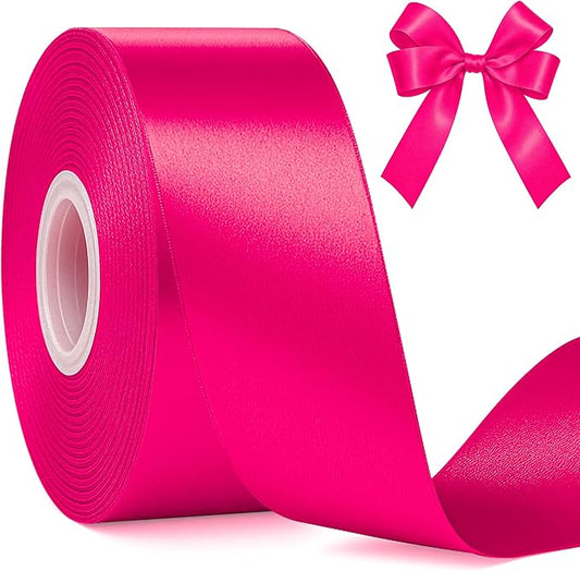 Fullive Rosered Satin Ribbon 1 1/2 Inch, 30Yards Ribbon for Gift Wrapping, Polyester Solid Valentines Day Ribbons for Valentines Day Christmas Decorations DIY Bows Wrapping Bouquet Floral Arrangements