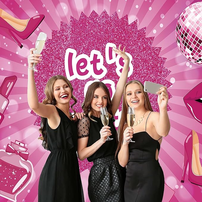 7x5ft Shiny Pink Neon Happy Birthday Decoration Backdrop for Princess Lady Girls Women Theme Party Glitter Pink Bokeh Table Wall Decorations Banner Sparkle Birthday Photo Booth Background