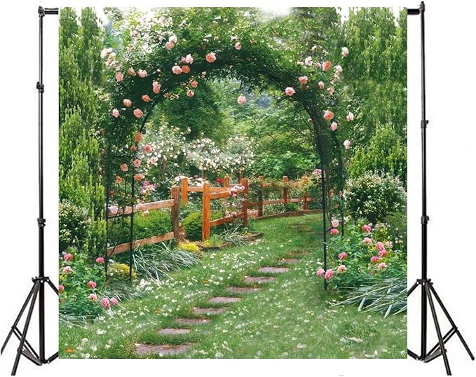 AOFOTO 6x6ft Wedding Backdrops Photography Background Romance Garden Path Beautiful Flowers Pergola Newborn Toddler Baby Child Girl Portrait Scene Photo Shoot Studio Props Video Artistic
