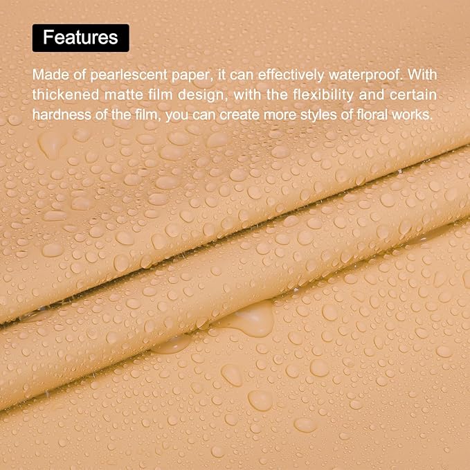 MECCANIXITY Pearlescent Film Flower Wrapping Paper 22.8x22.8 Inch Waterproof for DIY Crafts, Gift/Gift Box Packaging Cream Orange Pack of 20