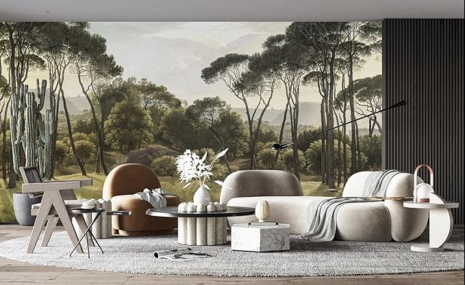 Peel and Stick Wallpaper Floral Forest Mural Flower for Bedroom Large Wall Murals Wall Paintings (Color-6, 157×110 inch)