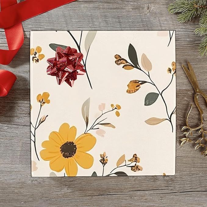 Rustic Wild Flower Wrapping Paper 58x22.8 Inch Waterproof Holiday Gift Wrap Floral Leaves Christmas Thanksgiving Birthday Presents Wrapping Paper